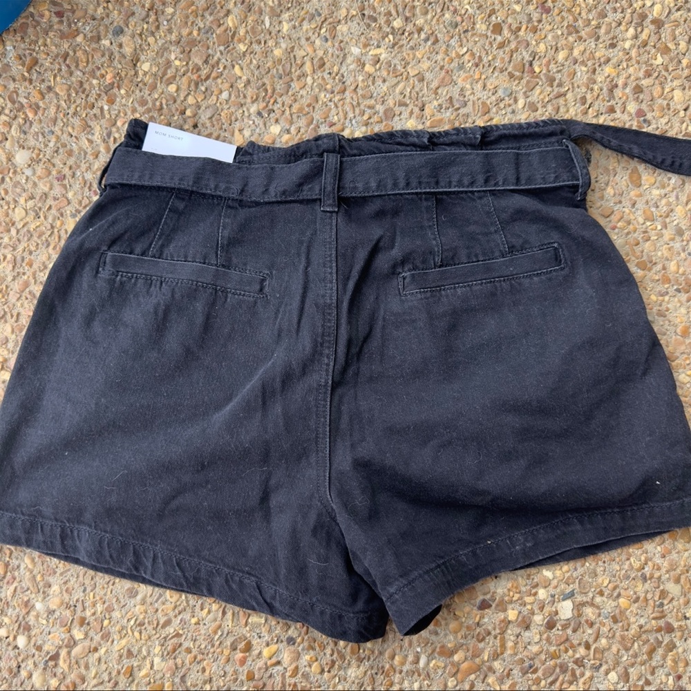 American Eagle Paperbag Demin Mom Shorts Black Jean Tie Front Size 12 31W NWT - Picture 8 of 13